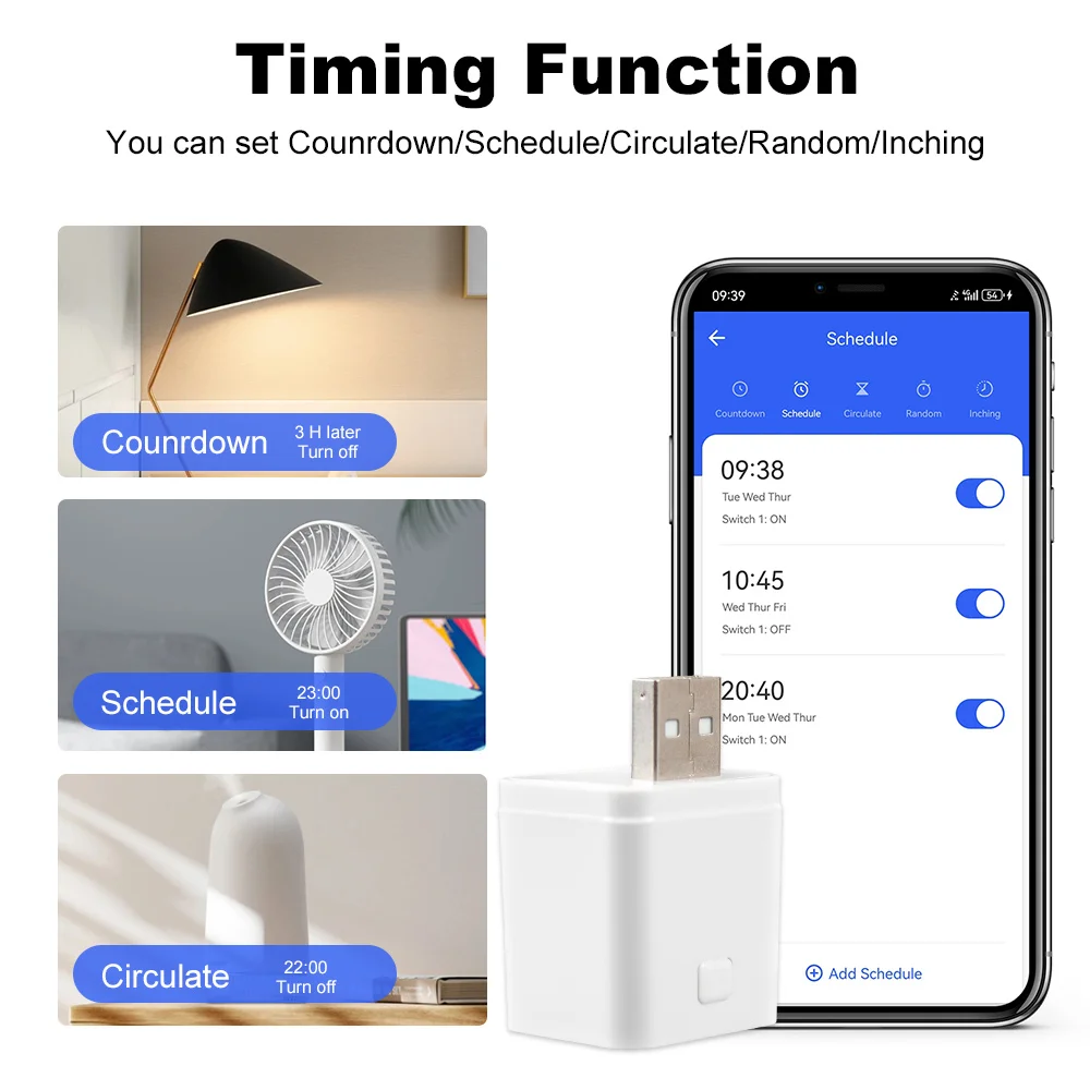Tuya Smart USB Micro Adapter WiFi/Zigbee 5V WiFi Mini USB 1/2/3 Power Adapter APP Timing Control Works With Alexa Google Home