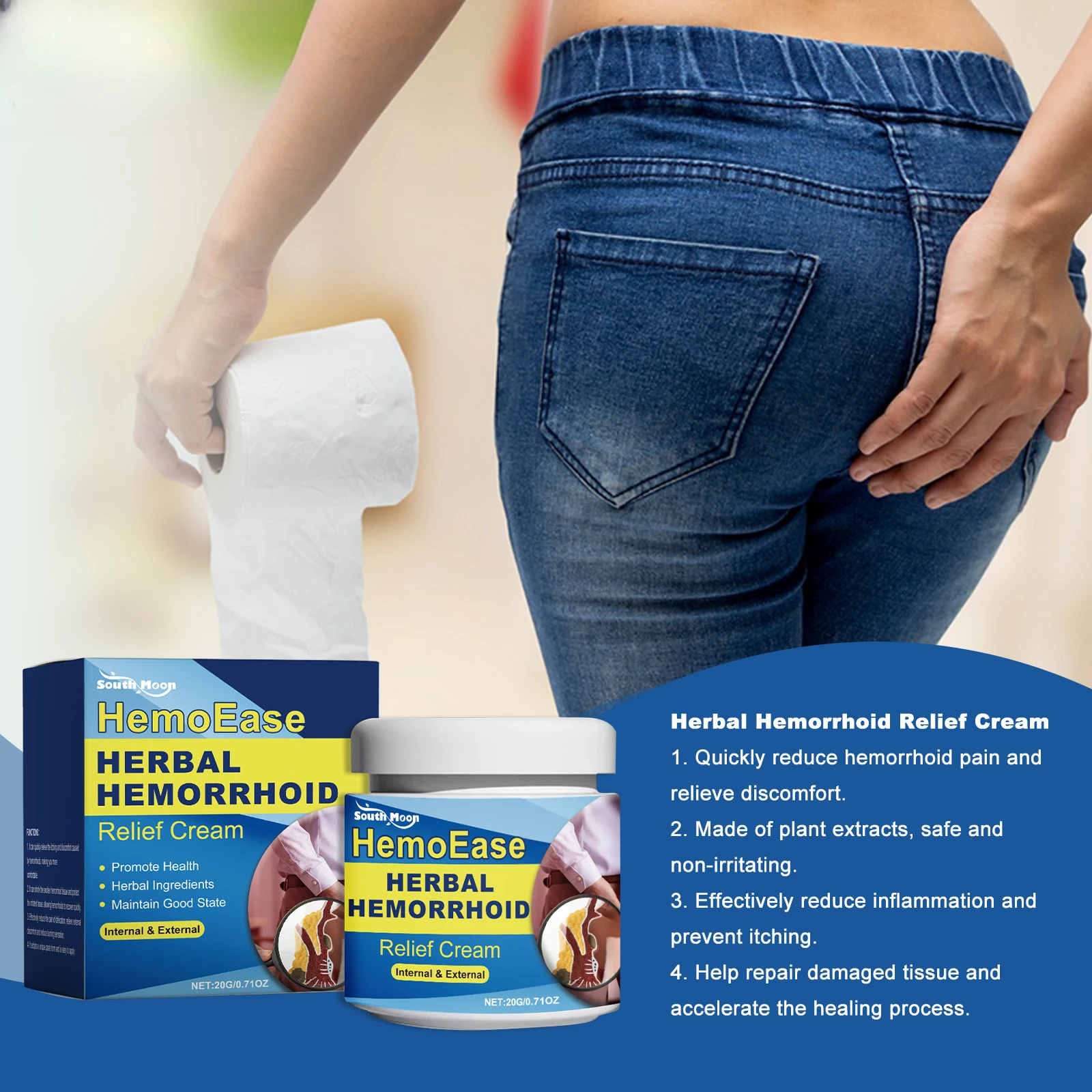 Hemorrhoids Removal Cream Anal Fissure Therapy External Piles Cure Anus Antipruritic Anti Swell Bleed Herbal Hemorrhoid Ointment