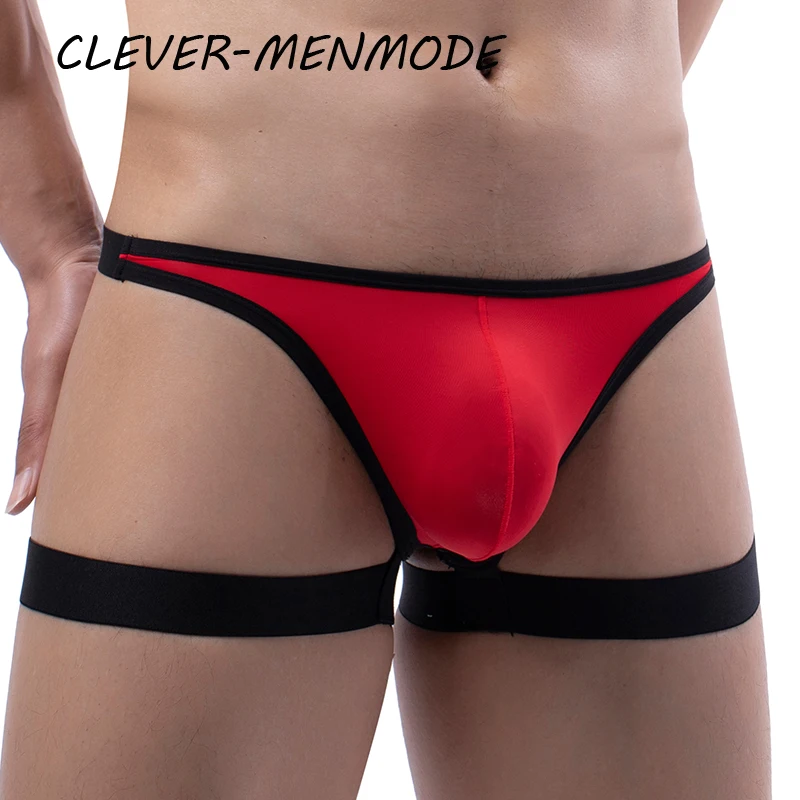 Men's Sexy T Back Lingerie G-String Hollow Penis Bag Thong Seat Belt Leg Loop Panties Sex Exotic Harness BDSM Gay Sissy Bikini