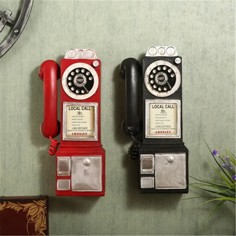 Description Picture 2 of itemCreativity Vintage Telephone Model Wall Hanging Ornaments Retro Furniture Phone Miniature Crafts Gift for Bar Home Decoration