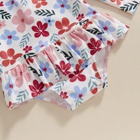 Baby Girl Rash Guard Swimsuits Cute Long Sleeve Floral Print Skirted Bathing Suit Toddler Swimwear 6M-3T 5