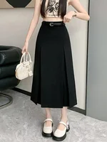 plus Size Suit Skirt High Waist Elastic Women's Summer New Sle A-Line Midi Skirt Belly Cover Pleated Skirts Casual Wear - Image 5