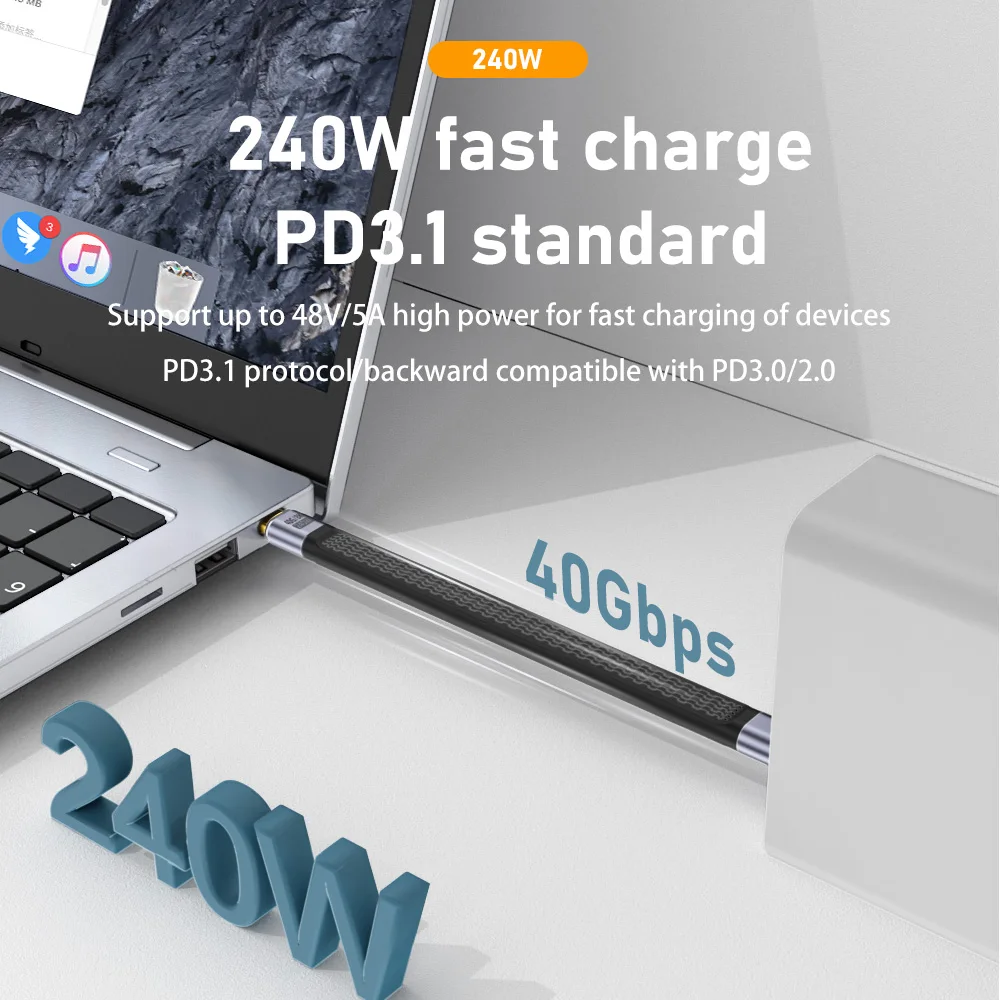 USB C ������ ª�� ���̺� ���� �������͸�, ������ ���, USB4.0, PD240W, 40Gbps, 8K60Hz