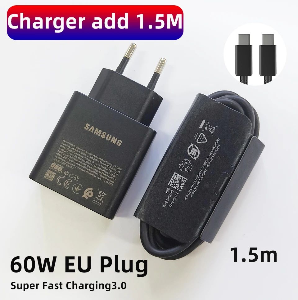 High-Speed SAMSUNG 65W Fast Charging Type C Adapter with Cable