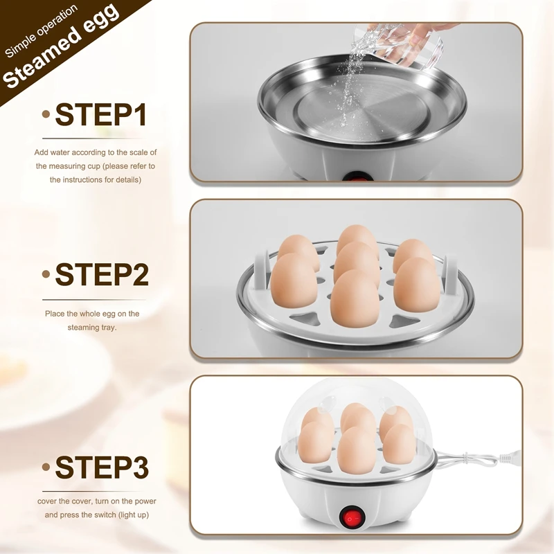 Electric Boiled Egg Cooker Boiler Maker Rapid Heating Stainless Steel Steamer Pan egg cooker