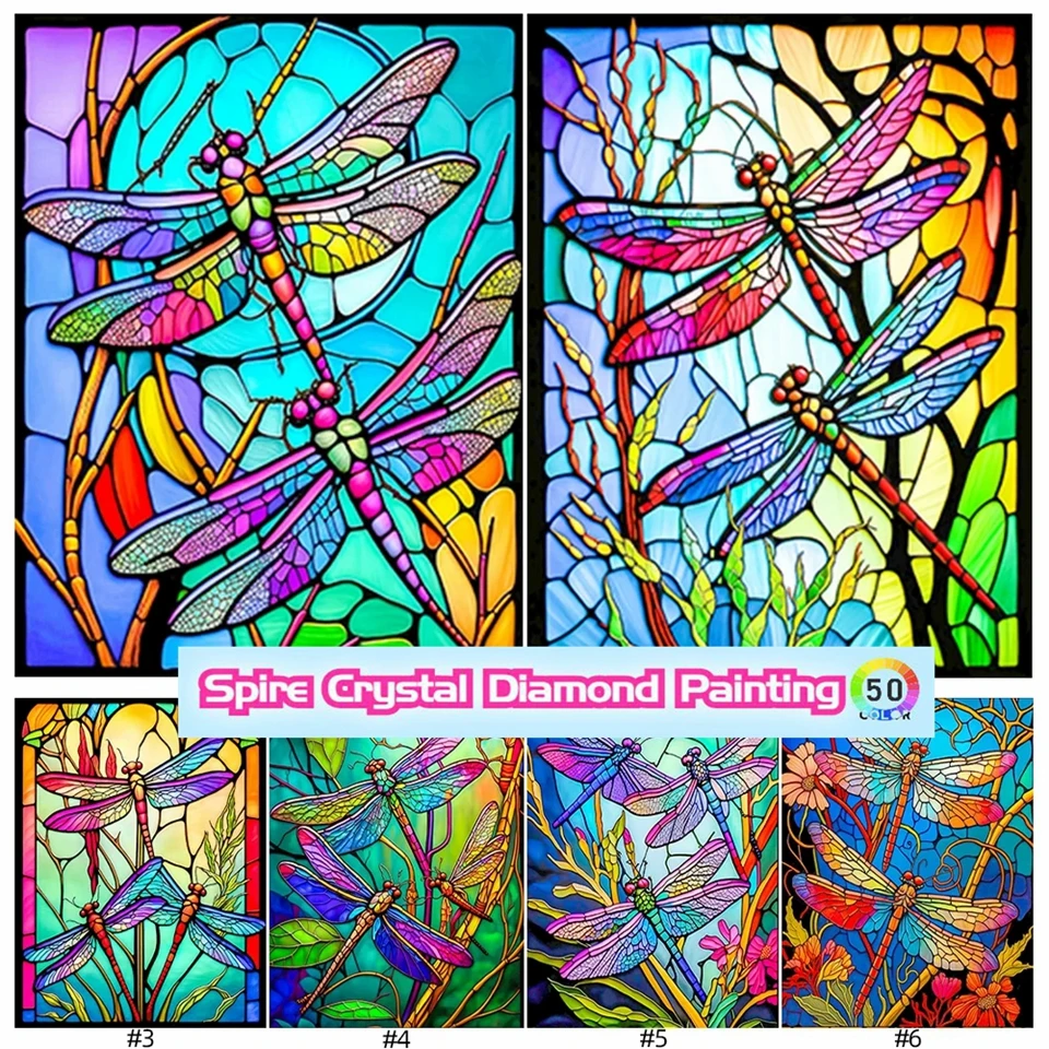 

Fantasy Stained Glass Crystal Drills Diamond Painting Embroidery Dragonfly Animal Diy Mosaic Cross Stitch Kits Home Decor Gift