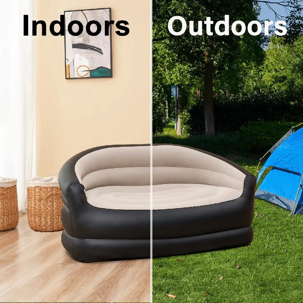 Inflatable Sofa Comfortable Flocked Air Couch Perfect Home Outdoor Camping Travel No Pump Required 5