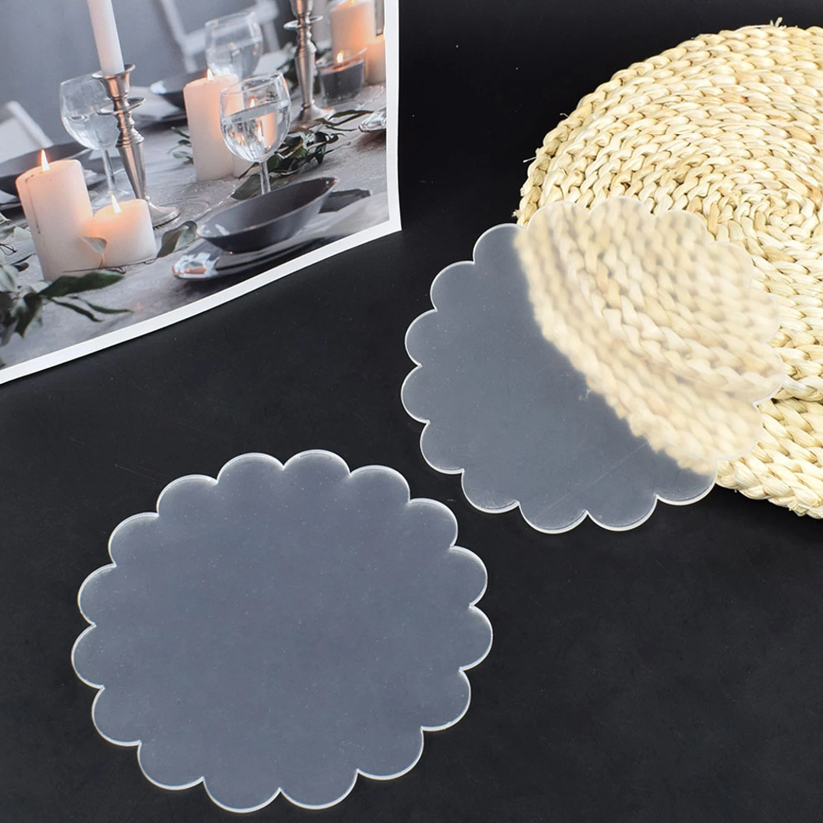 Flower Shape Cake Discs Acrylic 2pcs/set DIY Art Blank Board Cake Tool Buttercream Smoothing Decorating Tool Baking Pan Tra baking supplies cake tools cake decorating kit