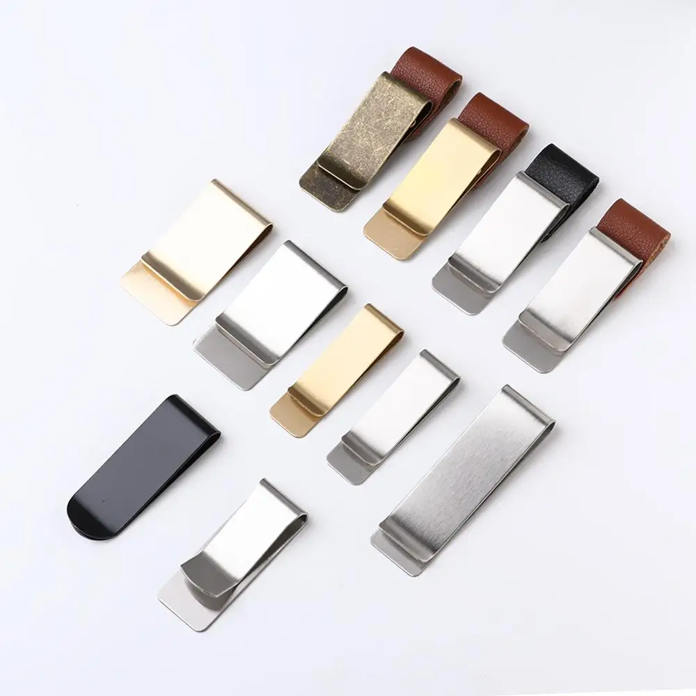 Convenient Metal Brass Pen Folder Notebook Holder Handmade Leather Stainless Steel Clips Stationery
