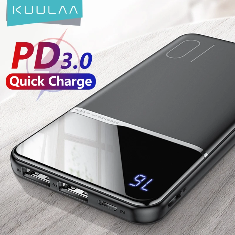 KUULAA Power Bank 10000mAh Portable Charging PowerBank 10000 mAh USB PoverBank External Battery Charger iPhone Xaiomi|Power Bank| -