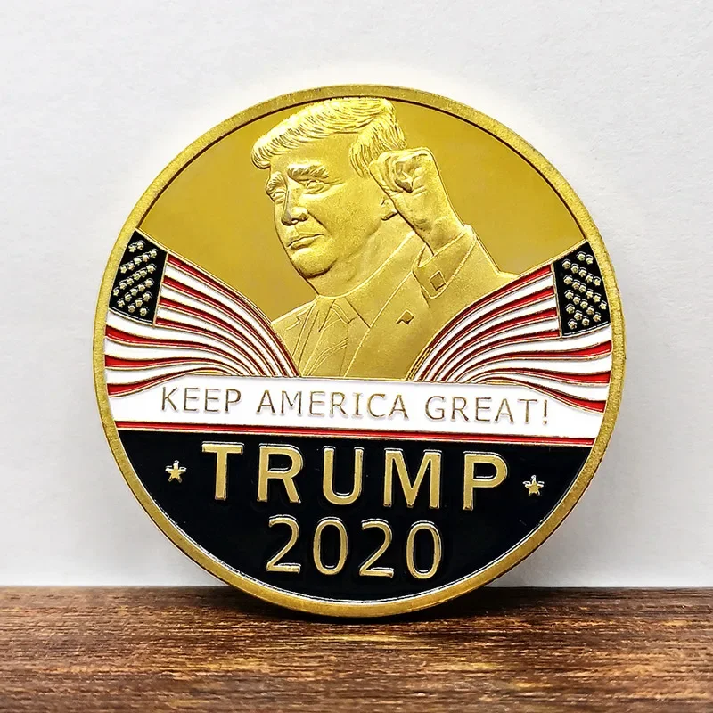 

Значки с президентом Дональдом Трампом 2020 года, 5 шт., позолоченные серебряные, 40 мм, сувенирные, абсолютно новые монеты
