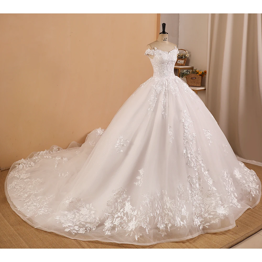 Robe De Mariee Off The Shoulder Lace Princess Wedding Dresses For Bride Sleeveless Ball Bridal Gown Vestido De Noiva Customized