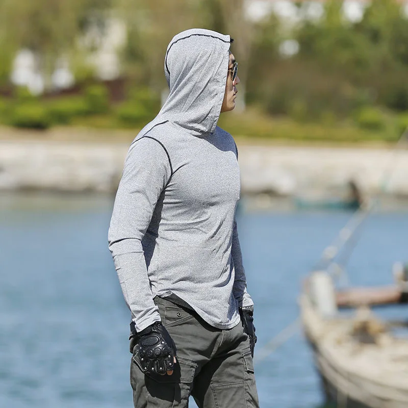 Hooded Sweater Kaos Longline Hoodie Men Long Sleeve Tshirt Hood