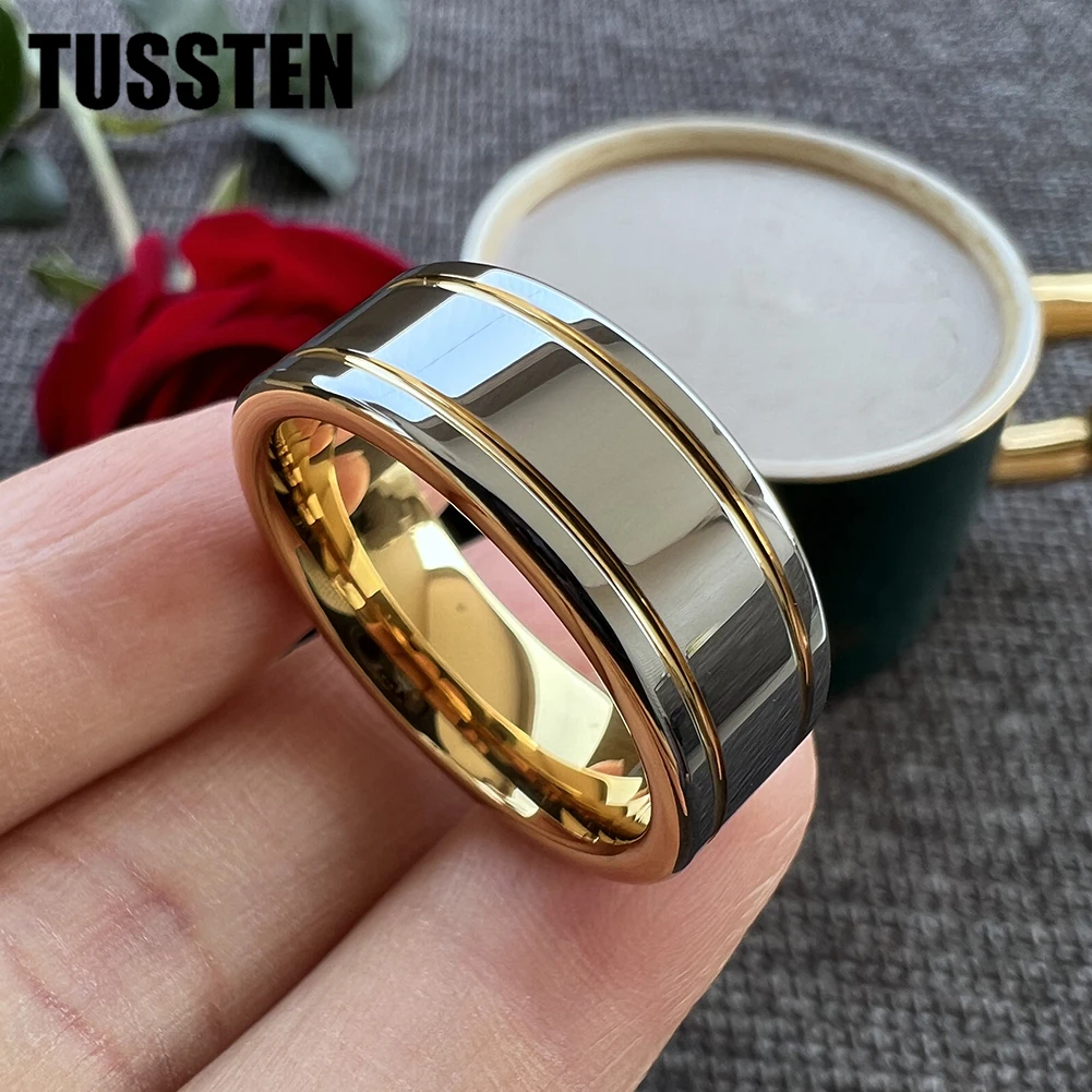 Dropshipping TUSSTEN  8MM muži ženy těžík angažmá prsten  pás drážkovaný uhlazený absolvovat módní dar šperků