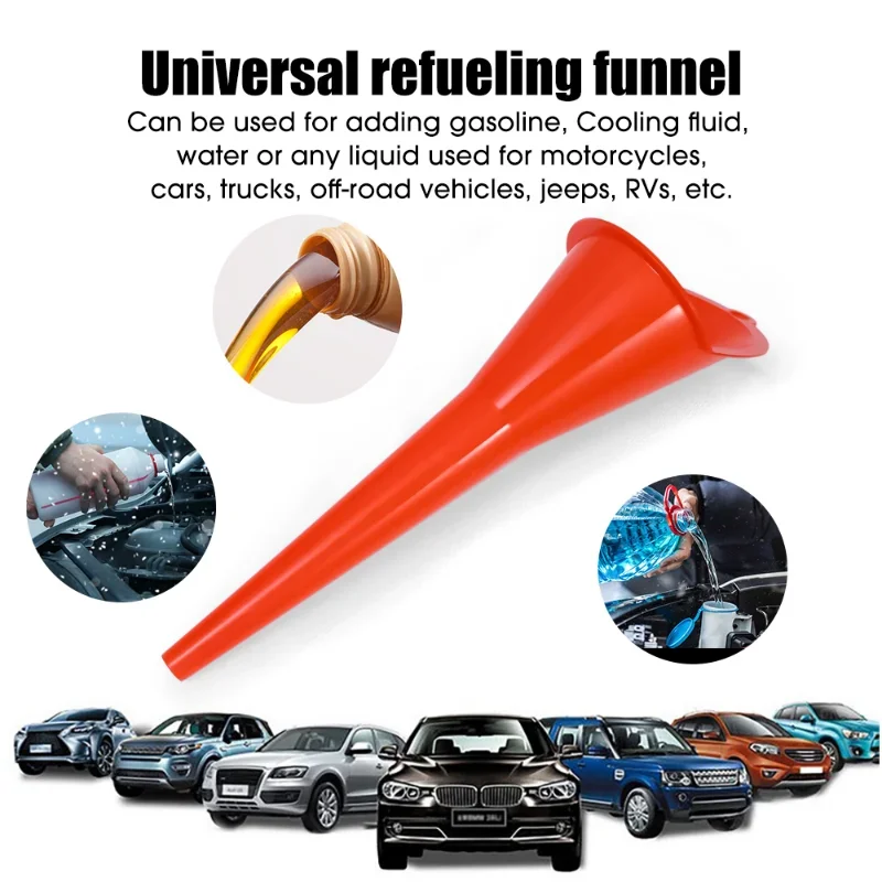 Car Long Stem Plastic Funnel Anti-Splash Gasoline Engine Oil Refuelling Funnels Auto Motorcycle Oil Filler Tools Car Accessories
