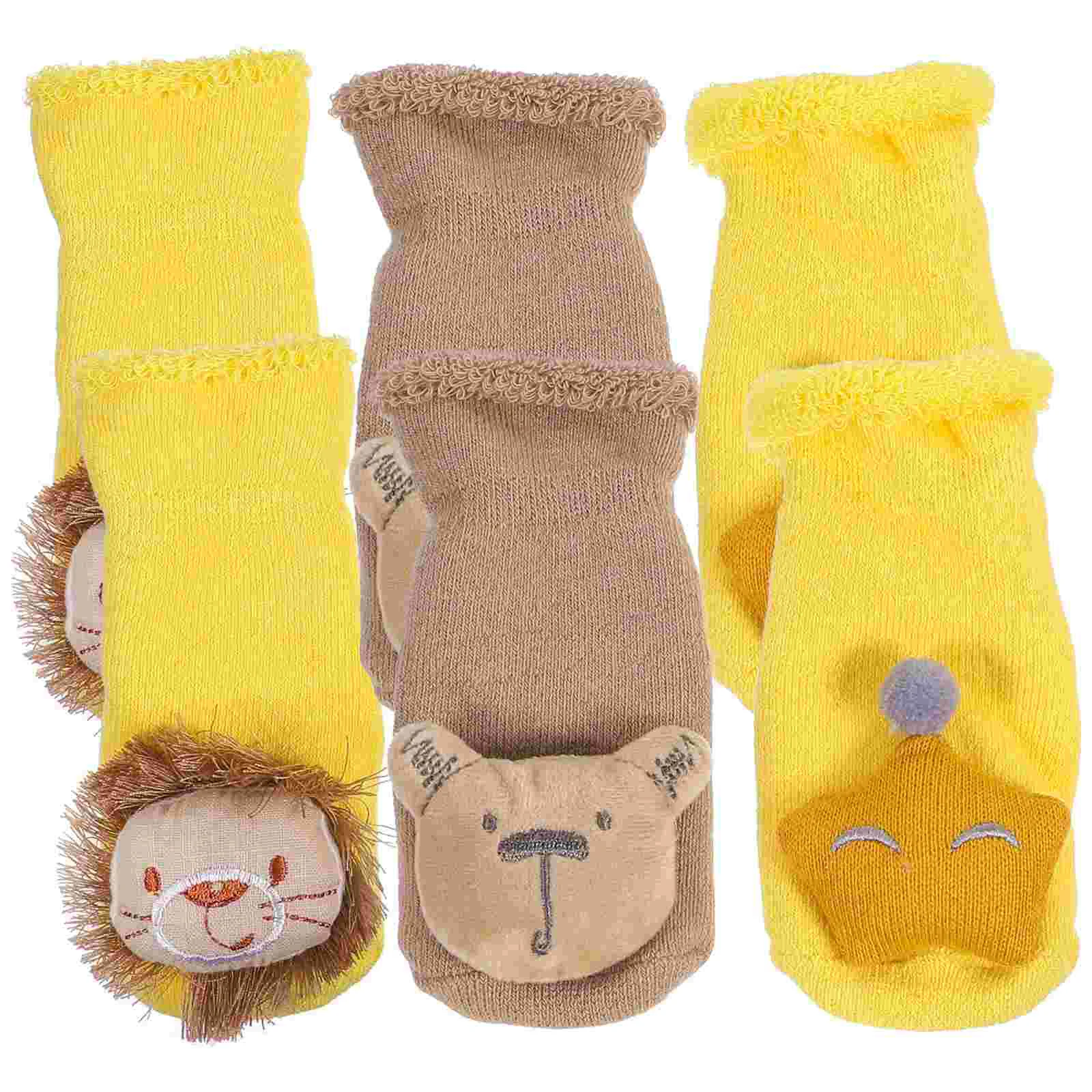 

3 Pairs Baby Floor Socks Lovely Toddler Cartoon Non-slip Anti-skid Combed Cotton