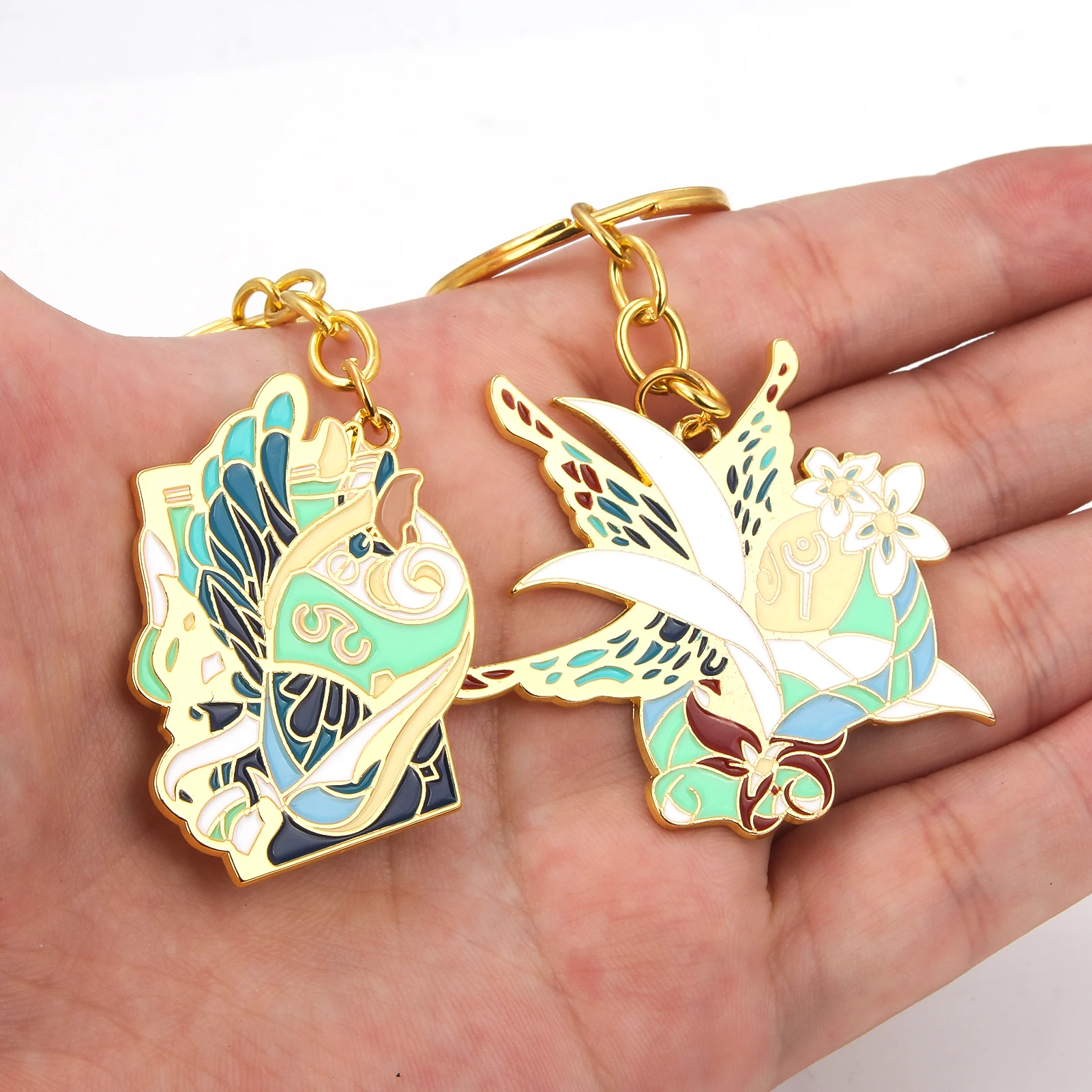 Final Fantasy VII FF7 Enamel Aerith Orchid Keychain Pendant