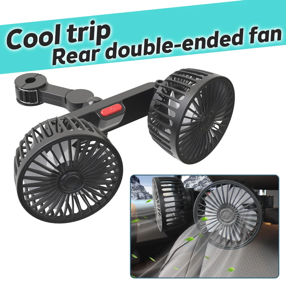 Ventilateur Voiture USB Double Tête EBTOOLS - 3 Vitesses - Alimentation 5V - Noir