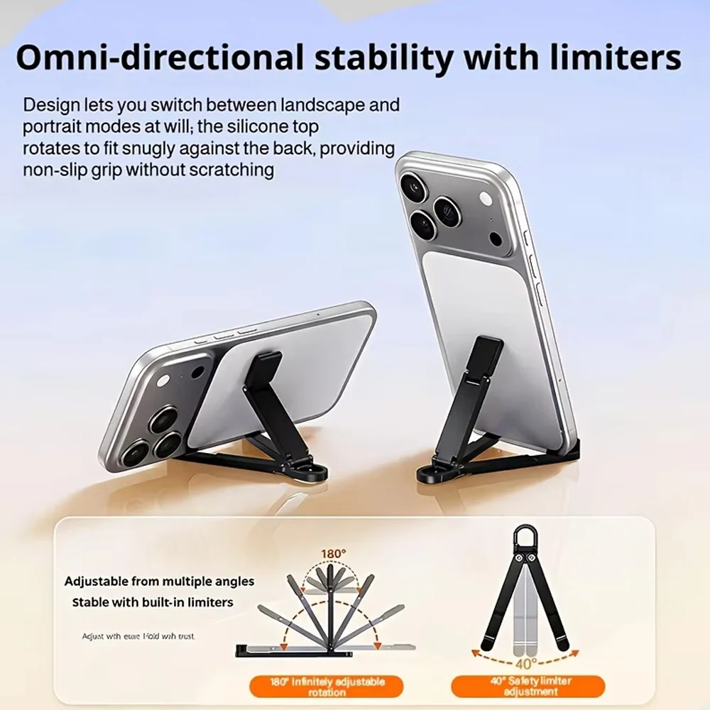 Compact Foldable Phone Stand Keychain - Portable, Adjustable, Lightweight Kickstand