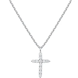 Elegant 14K Gold Plated Cross Pendant Necklace (Silver)