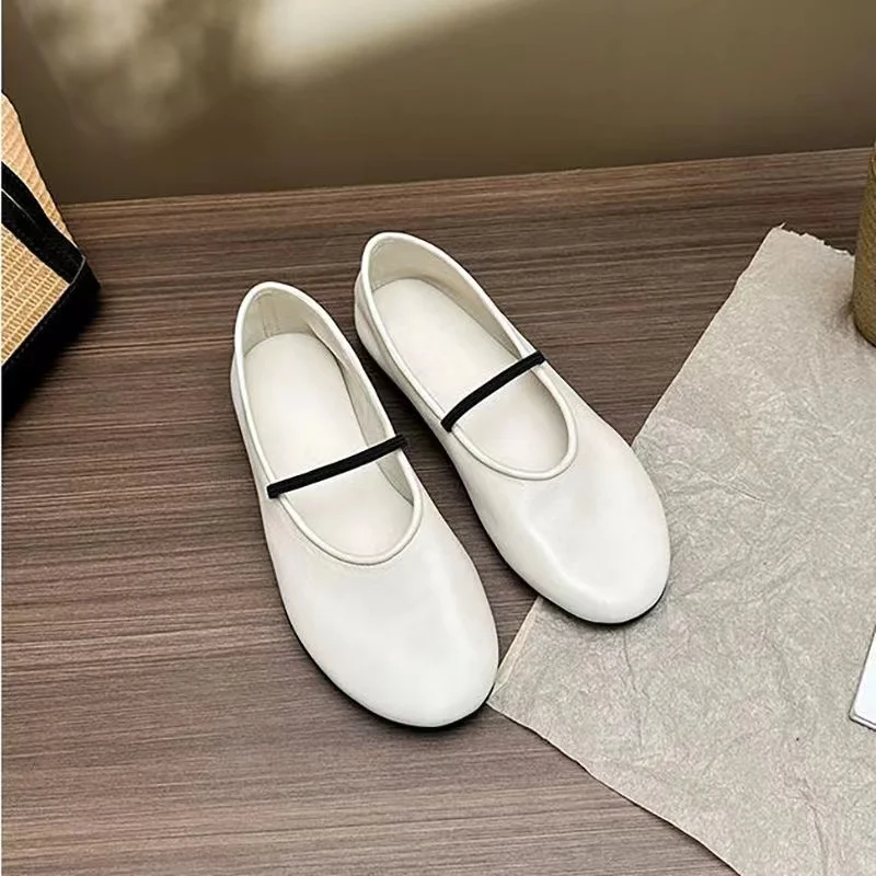 Fashion Design Women Ballet Shoes Sheepskin Shallow Mouth Ballet Flat Women's Single Shoes Comfortable Fashion Women's Shoes