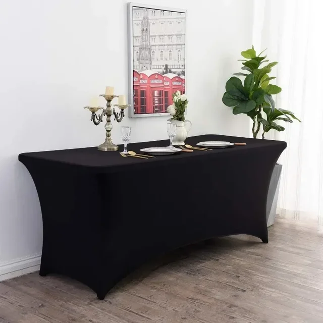 Nappe en élasthanne de 6 pieds, 8 pieds, très extensible, pour mariage, hôtel, anniversaire, 4 pieds, 5 pieds, 6 pieds, 8 pieds, nappe pliante pour Cocktail 3