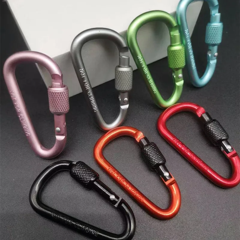 1/6pcs D Shape Hook Outdoor Aluminum Alloy Mountaineering Buckle For Camping Hiking Outing Practical Fast Hanging Carabiners