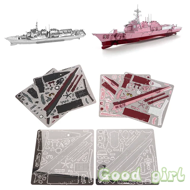 Burke Class Destroyer 3D Metal Puzzle Model Building Kits DIY Assemble Jigsaw Model Puzzle Toy Birthday Gift For Adults Children 2