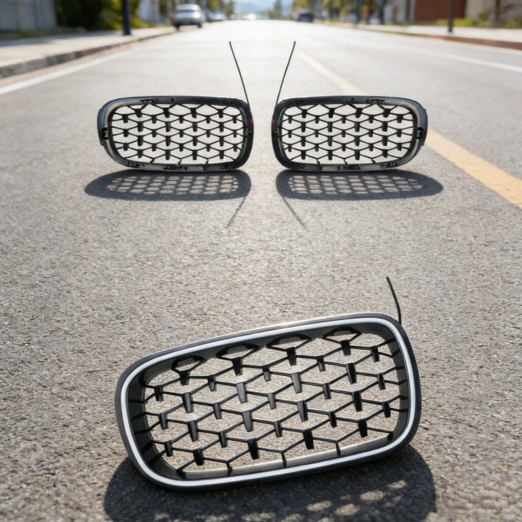 2014년부터 2018년까지 BMW X5 F15 X6 F16 M 스포츠 듀얼 더블 라인 교체용 전면 LED 그릴 라이트 레이싱 그릴 (글로스 블랙 ABS)