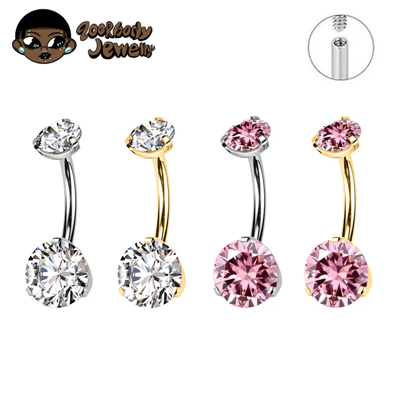ASTM F136 Titanium Banana Bend Belly Button Rings 8mm 10mm 12mm 14mm