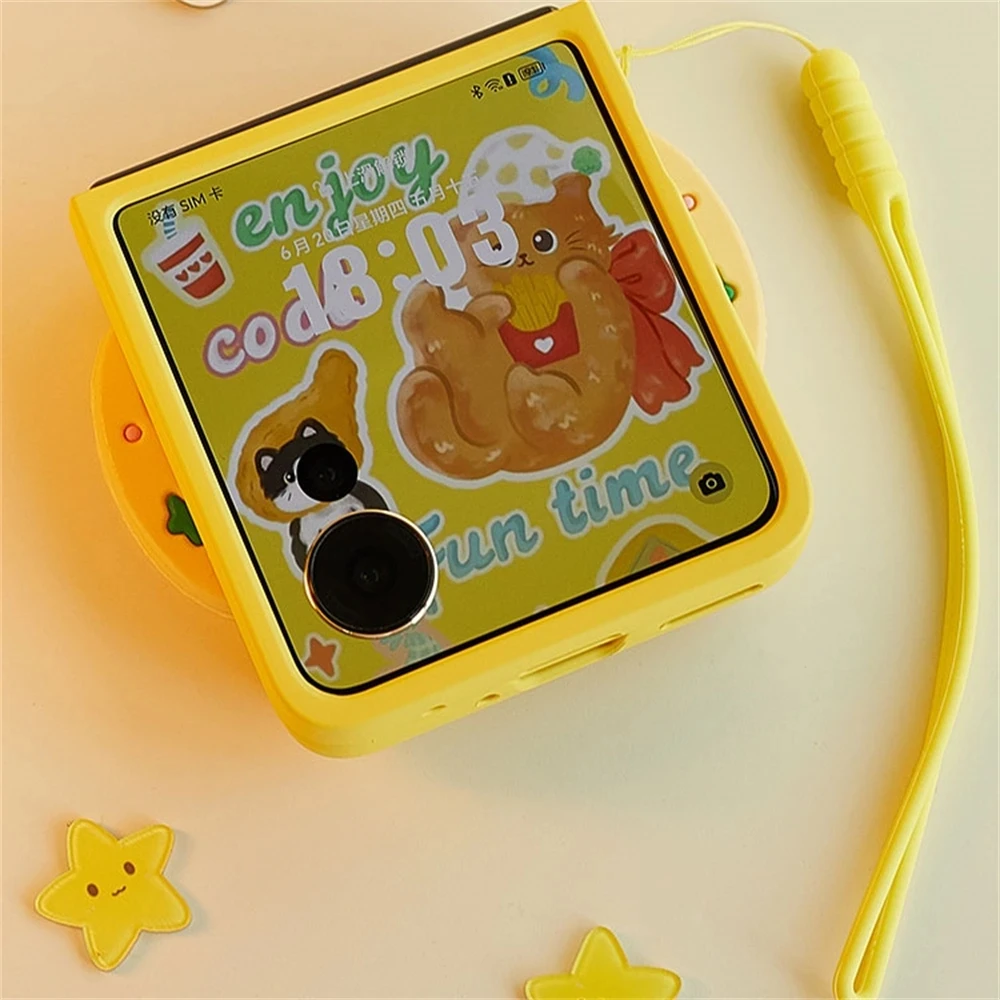 Adorable 3D Bee Hinge Protective Case with Hand Strap
