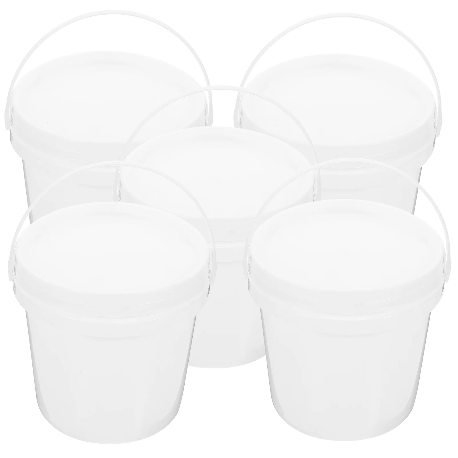 

5pcs Plastic Bucket with Lid Farm Multipurpose Bucket Portable Plastic Water Buckets with Handle 2L