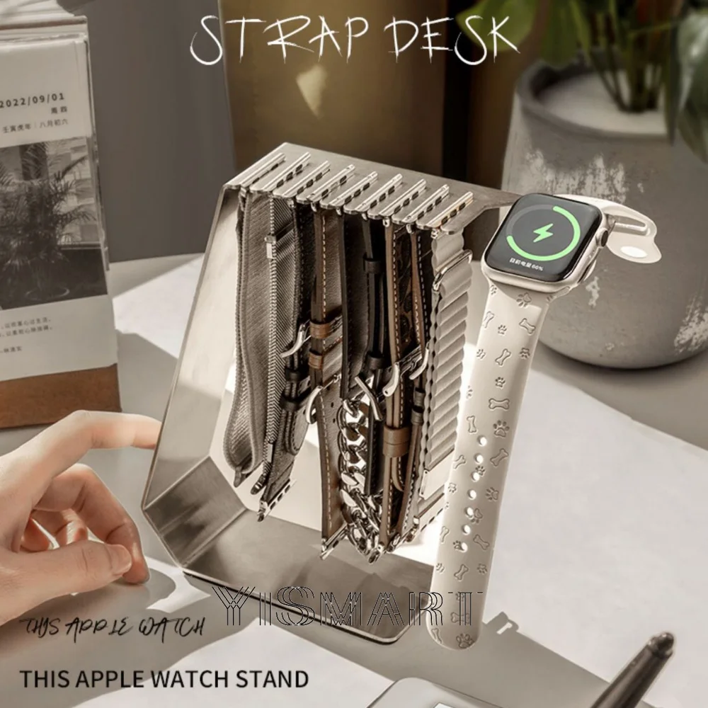 

Metal Charger Stand Holder for Apple Watch Bracket Watch Strap Organizer Storage Cradle Stand for iWatch 1-8 SE