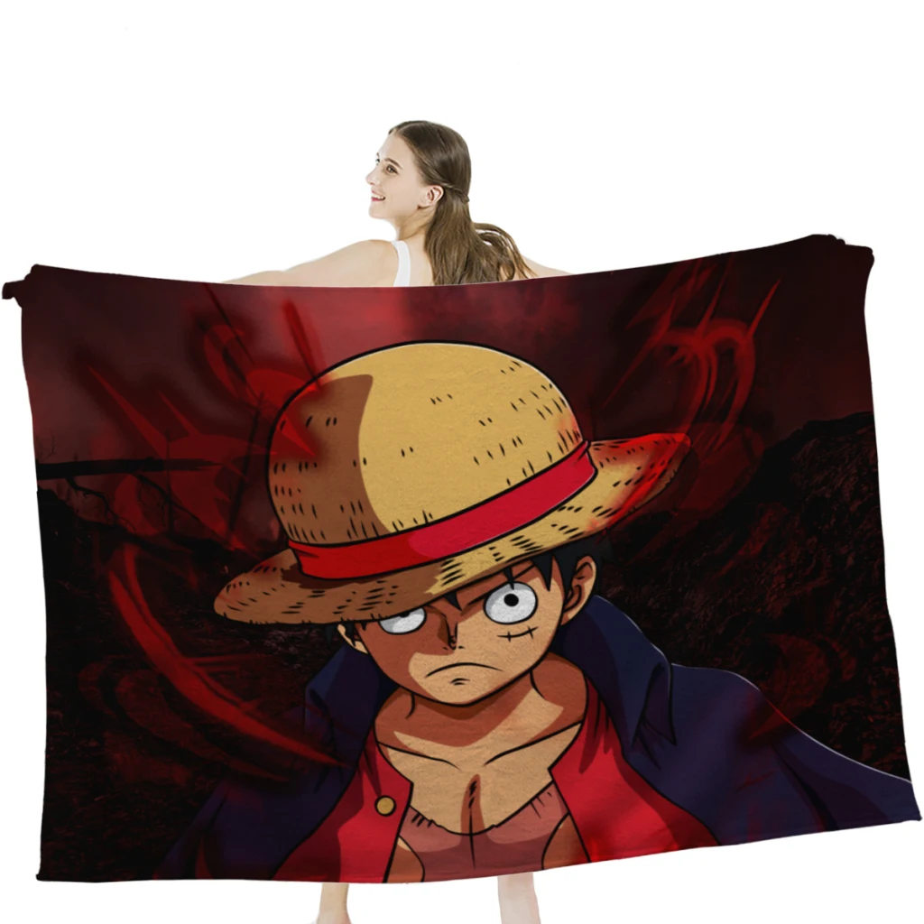 

One-Piece-Luffy-Retro-Anime Thickened Blanket Flannel Extra Soft 3D Printing Warm Winter Plush