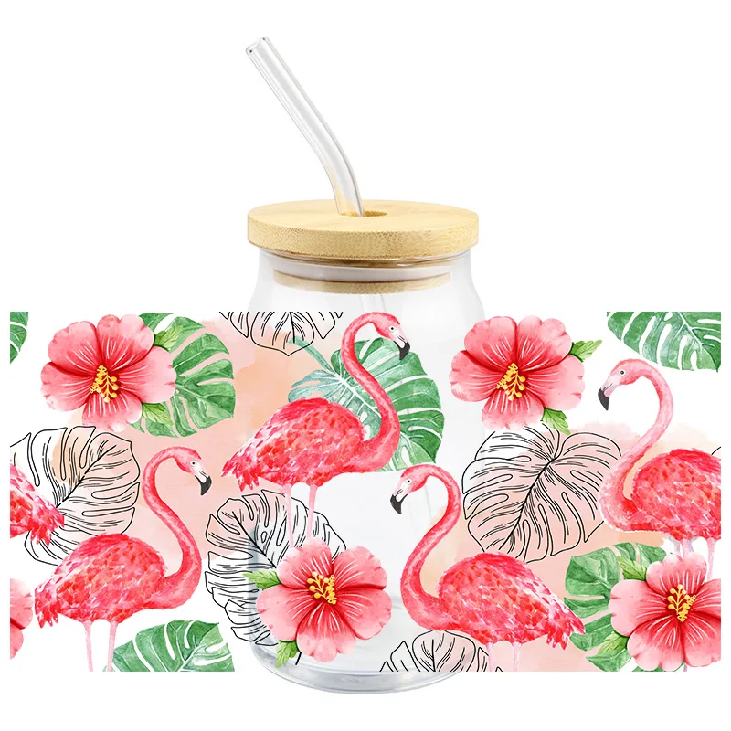 Flamingos - UV DTF CUP WRAP - 16 OZ