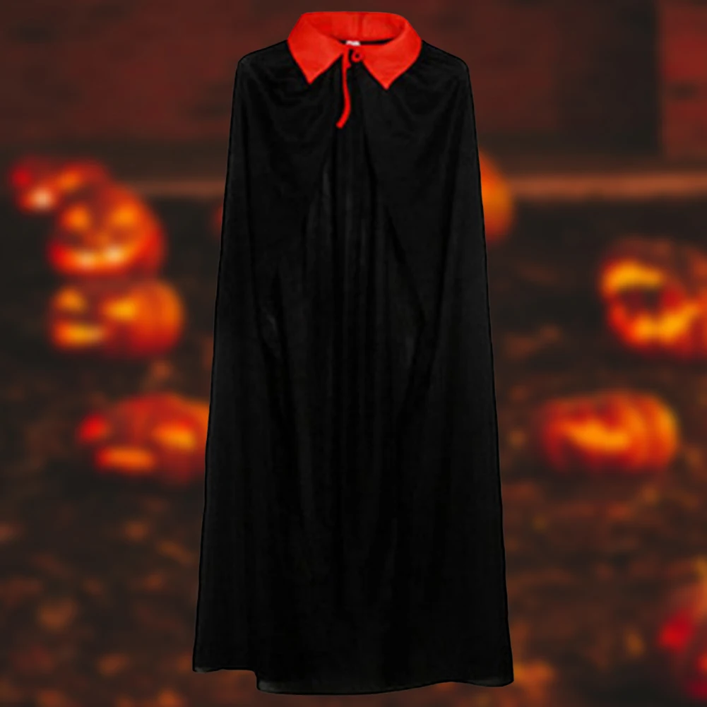 Halloween Cosplay Costume with Long Hooded Red Black Robe Witch Grim Reaper Medieval Cape for Kids Adult Party