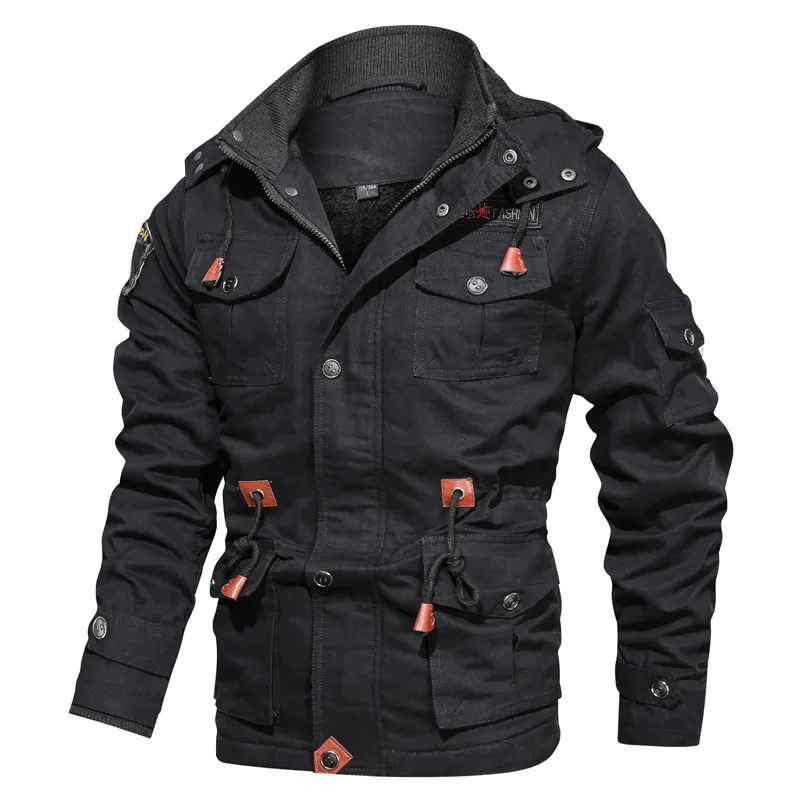 

Thick Warm Mens Parka Winter Jacket Fleece Multi-pocket Casual Tactical Army Men Plus Size 5XL Hooded jaquetas masculina