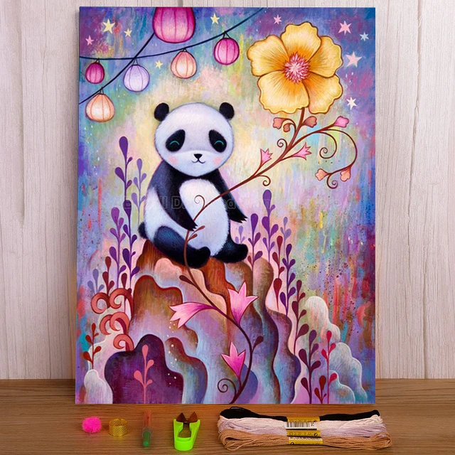 Kit Canevas enfants DMC Le Panda 15 x 15 cm