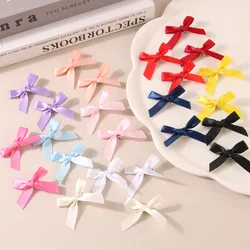 Pack of 10 Adorable Mini Ribbon Bow Hair Clips for Girls - Korean Style Hairpins & Barrettes (Random)