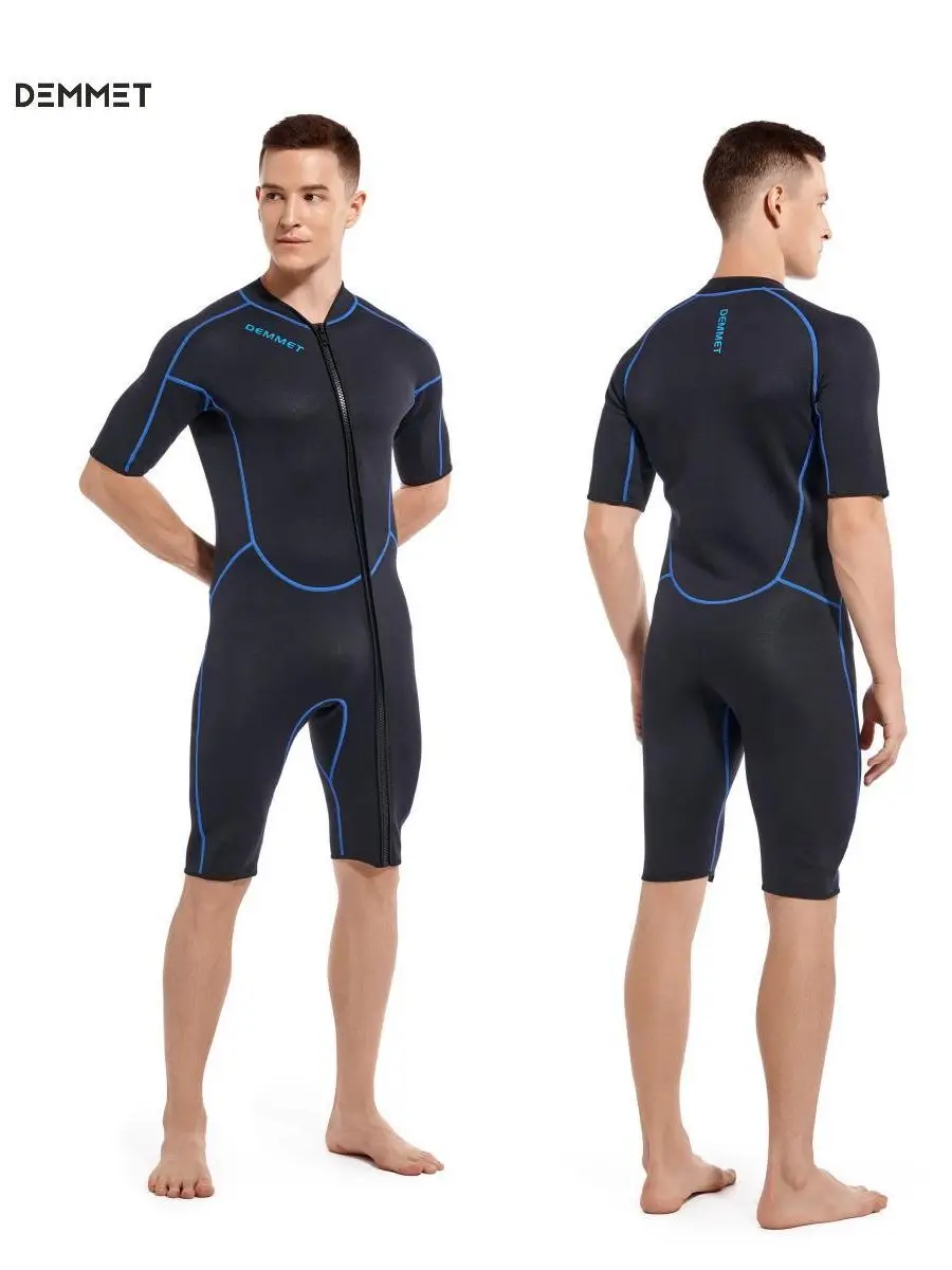 DEMMETSCR3mmNeopreneWetsuitMenKeepWarmSwimmingScubaDivingBathingSuitShortSleeve