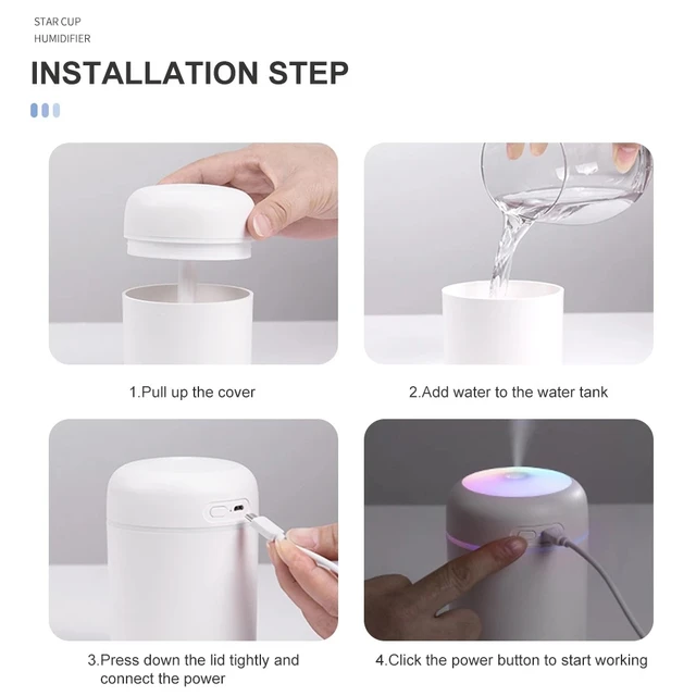 Humidifier Portable 300ml Electric Air Humidifier Aroma Oil Diffuser USB Cool Mist Sprayer with Colorful Night Light for Xiaomi 6