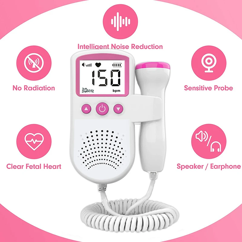 3mhz Doppler Fetal Heart Rate Monitor Household Portable Pregnancy Baby