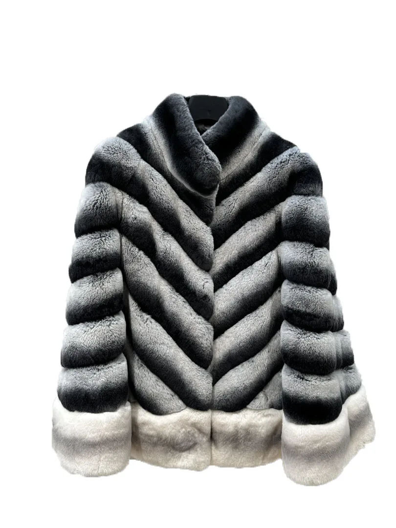 

Fur coat short V-neck loose fit cape design warm and comfortable 2023 winter new 1024