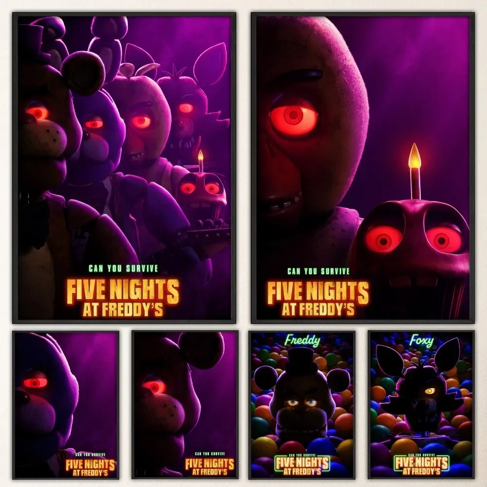 2023 Fnaf Five-Nights-At-Freddys Movie Poster Fai Da Te Vintage Movie Poster Wall Art Painting Study Stickers Large Szie Wall Painti