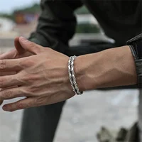 Retro Alloy Double Layer Bracelet Simple Men's Imitation Braided Shape Adjustable Cuff Bracelet Fashion Jewelry 2