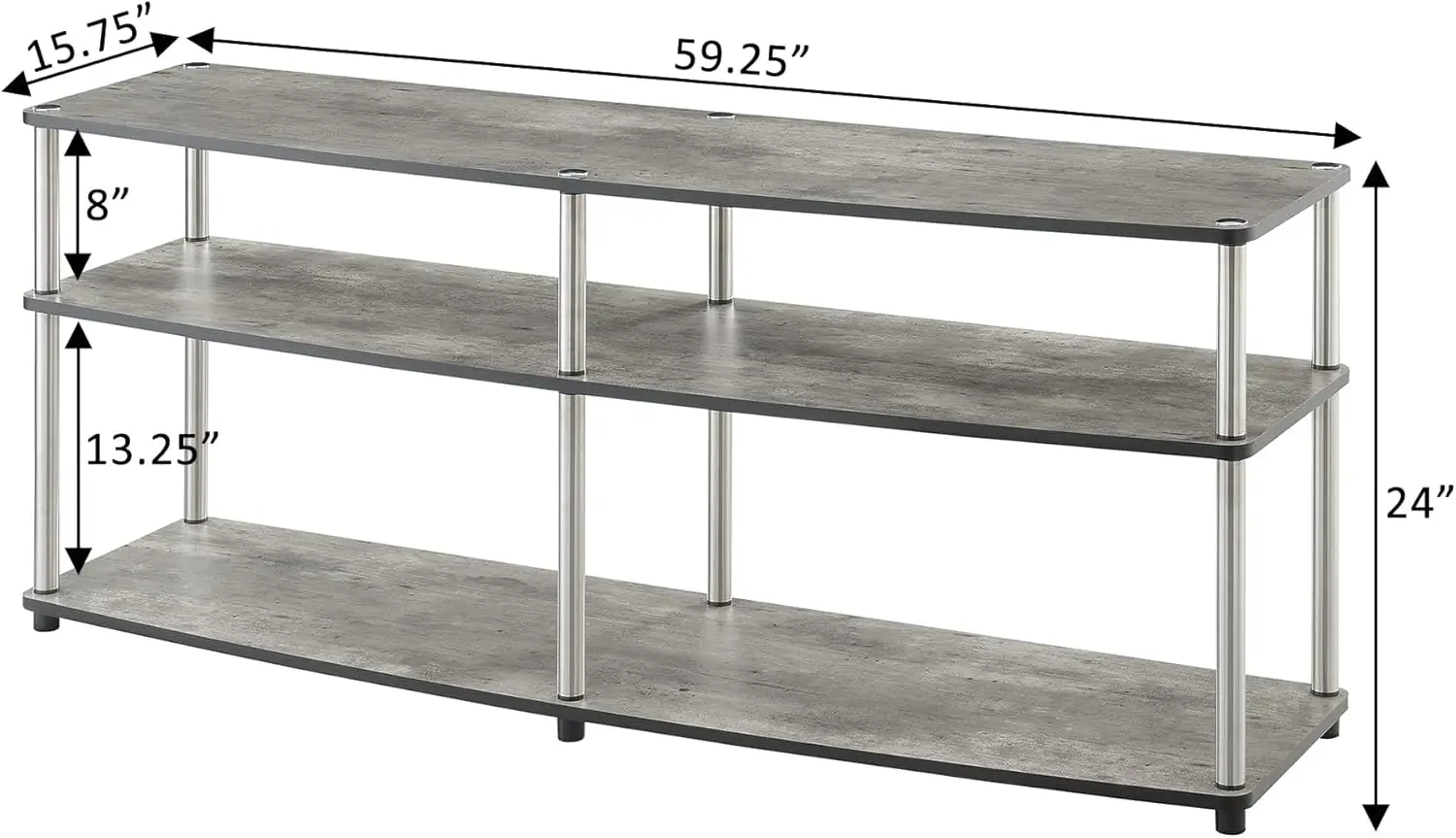 Designs2Go 3 Tier 60" TV Stand, Faux Birch