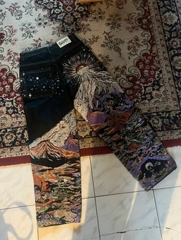 Y2K Gothic Jeans Men Women Streetwear Sun Totem Patchwork Wide Leg Pants High Street Rhinestone Baggy Denim Trousers 1