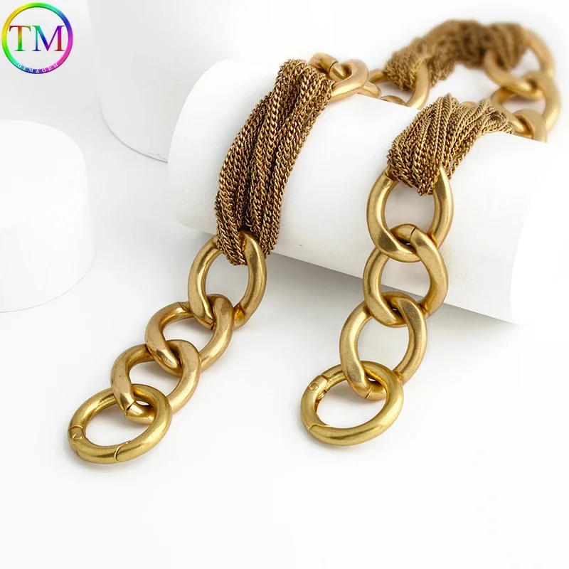 Satin Gold 24MM Width 52CM Length Heavy Metal Bag Chains With O Ring For Underarm Handbag Shoulder Strap Waist Belt Accessories