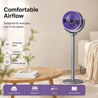 Ventilateur de sol 2-en-1 moderne avec 5 vitesses, puissant flux d'air, ventilateur sur pied USB portable pour la maison, la chambre et le bureau 2