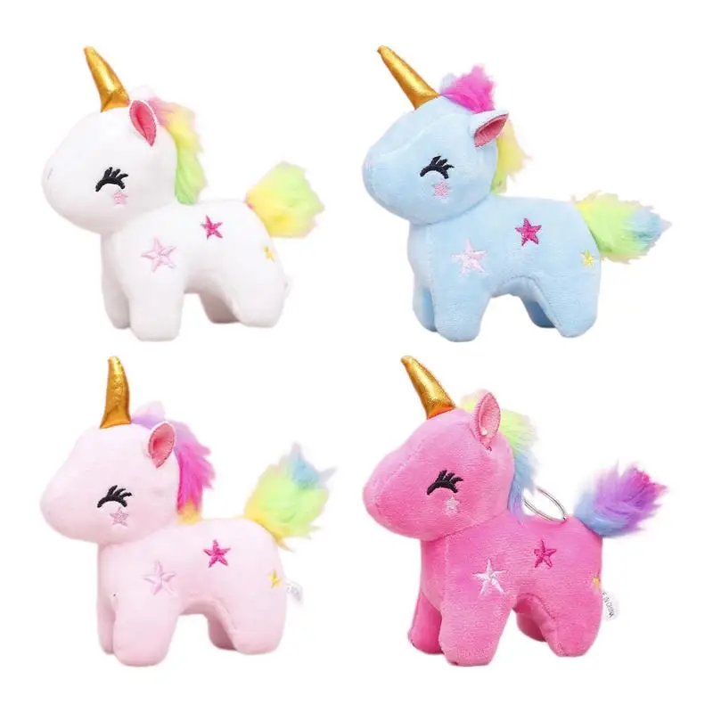 

4.72in Cute Little Colorful Uni-corns Pendant Plush Toy Soft Stuffed Animal Mini Bag Pendant Doll Keychain Gift For Kids Adults